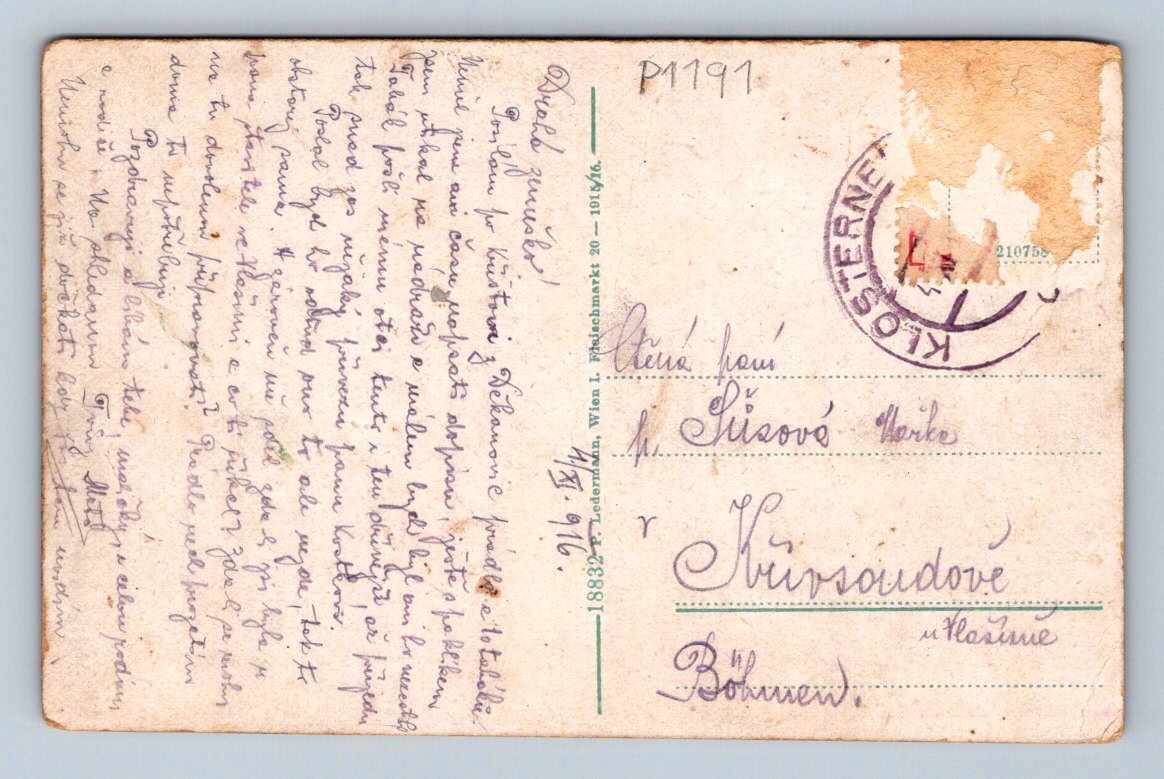 Postcard Klosterneuburg military pontoon bridge construction 1916(P1191)