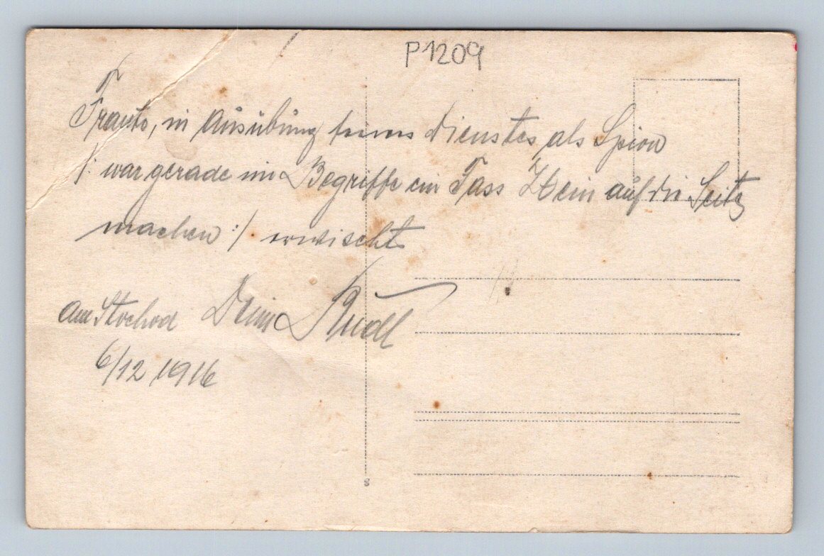 Pohlednice skupina vojáků 1 světová válka 1916 německy psaná (P1209)