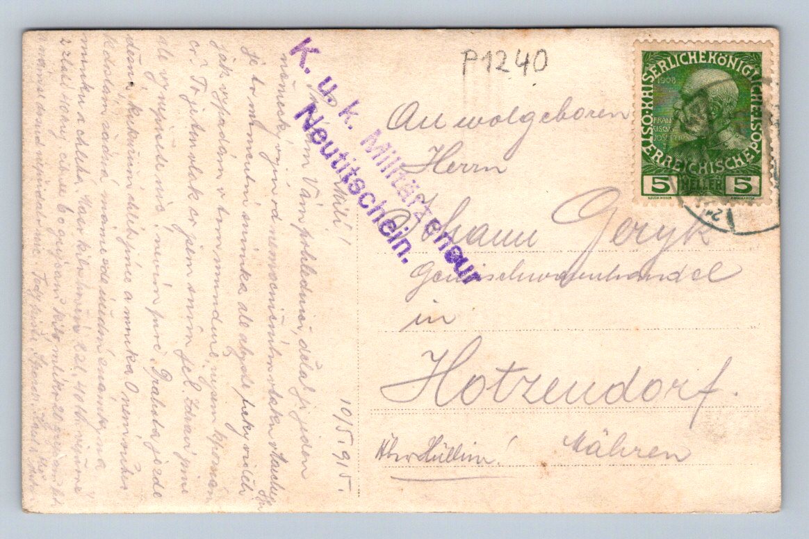 Pohlednice Rakousko Uhersko vojenský důstojník u vlaku 1915 (P1240)