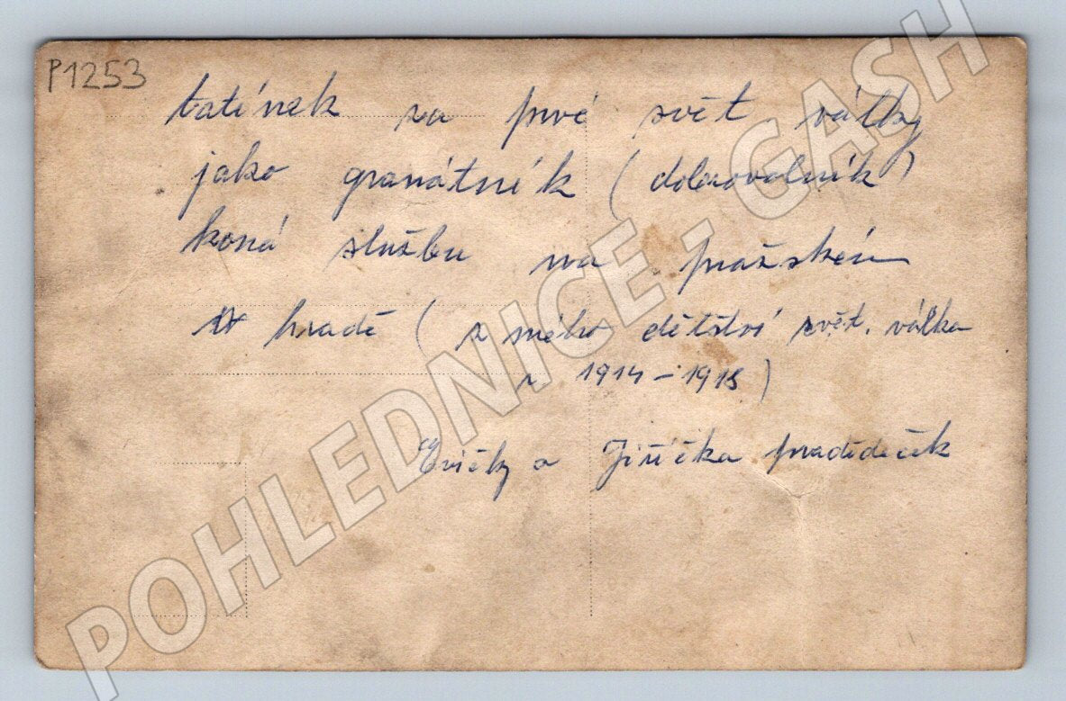 Pohlednice Pražský hrad granátníci WW1 ručně psané věnování (P1253)