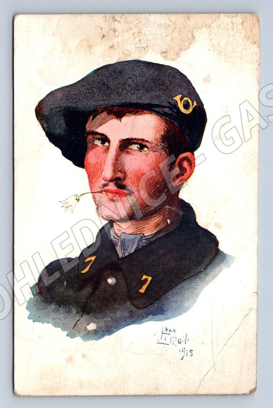 Pohlednice malovaná portrét vojáka uniforma Noyer (P1265)