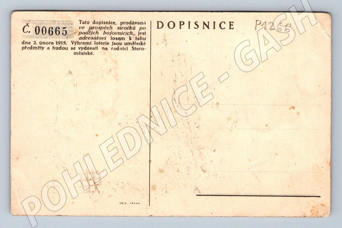 Pohlednice jezdec na koni sbírka ve prospěch sirotků 1915 (P1266)