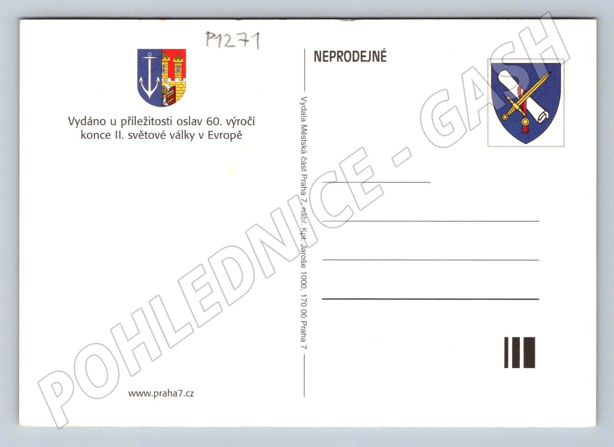 Pohlednice Praha 7 Barikáda 2 světová válka výročí 60 let (P1271)