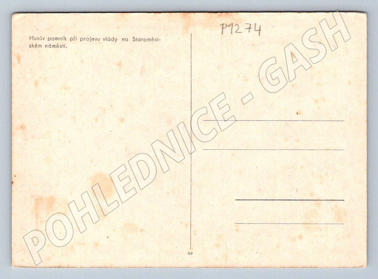 Postcard Prague Old Town Square Hus Monument (P1274)