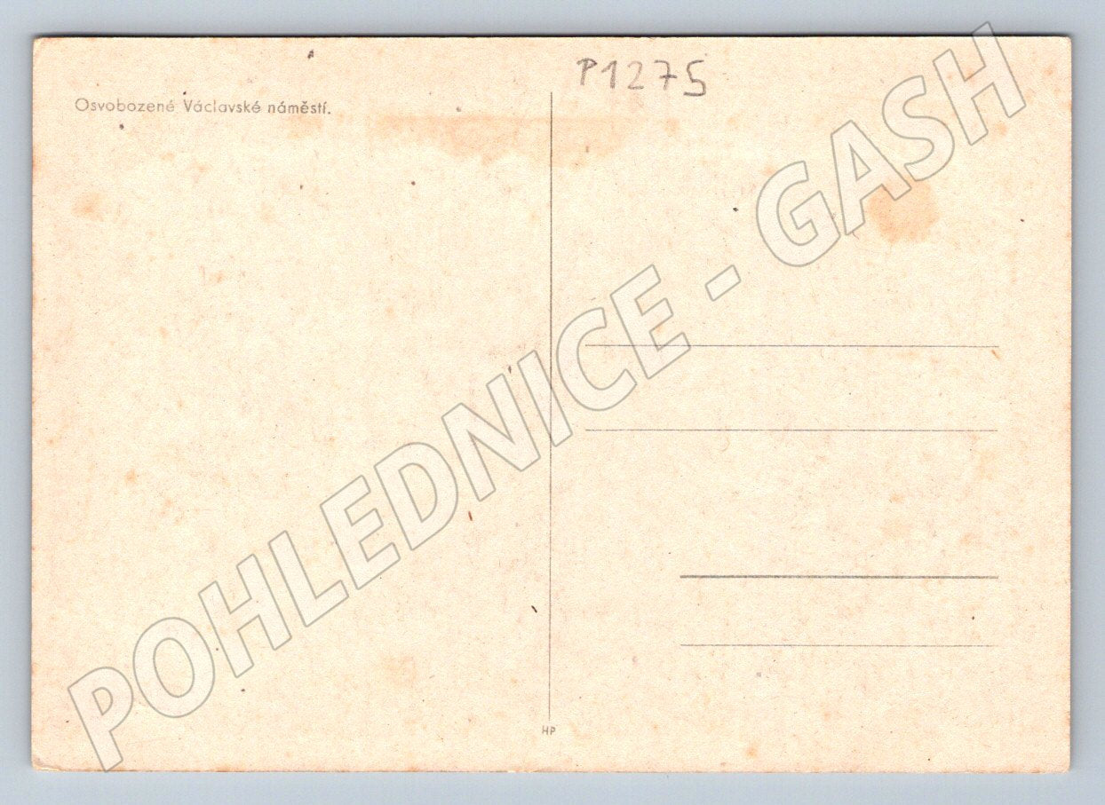 Pohlednice Praha Václavské náměstí osvobození 1945 (P1275)