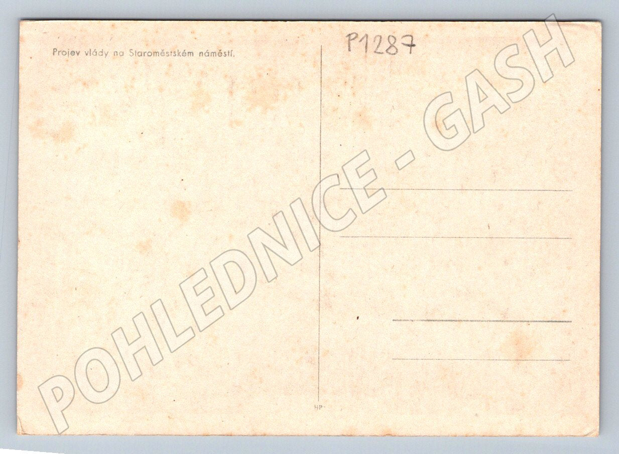 Postcard Prague Old Town Square Government Speech (P1287)