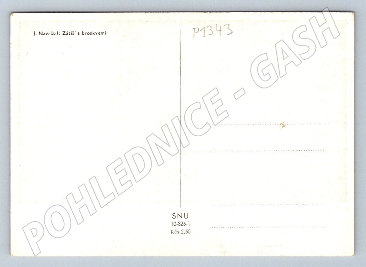 Postcard J Navrátil Still life with peaches painting (P1343)