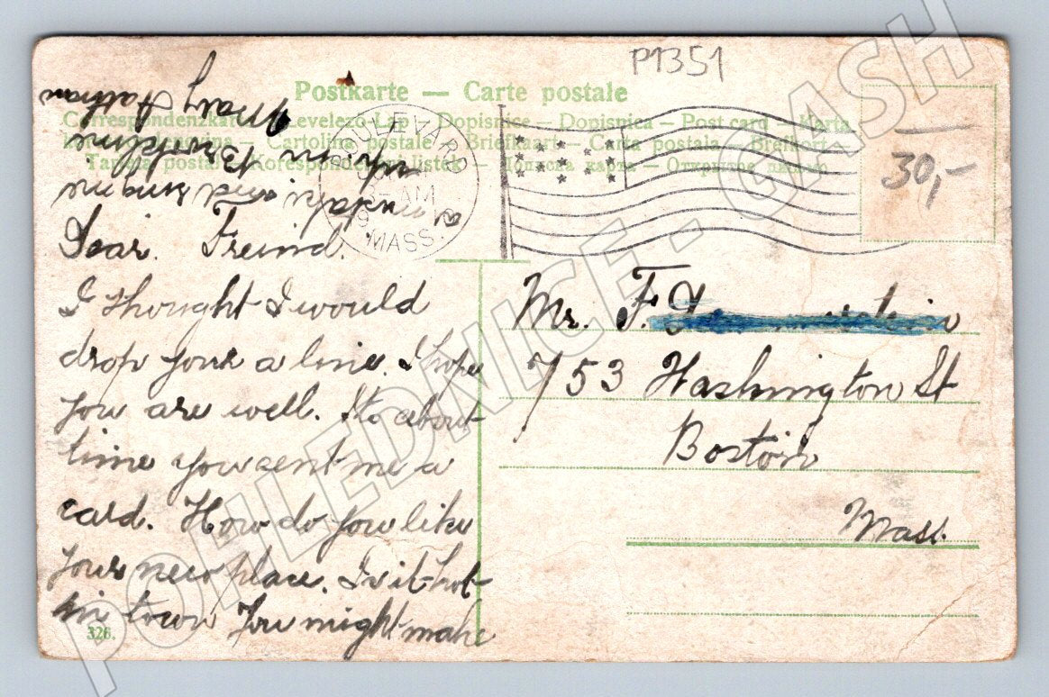 Pohlednice žena na loďce kolorovaná USA (P1351)