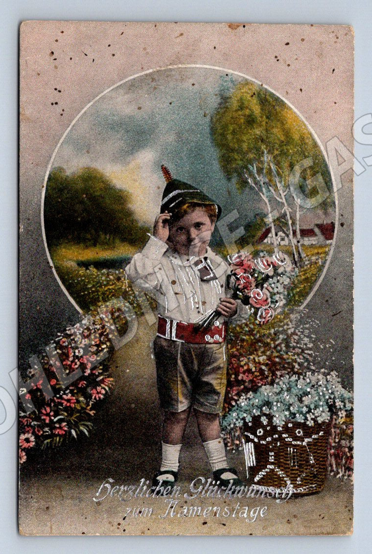 Pohlednice chlapec lidovy kroj svátek matek kolorovaná 1919 (P1352)