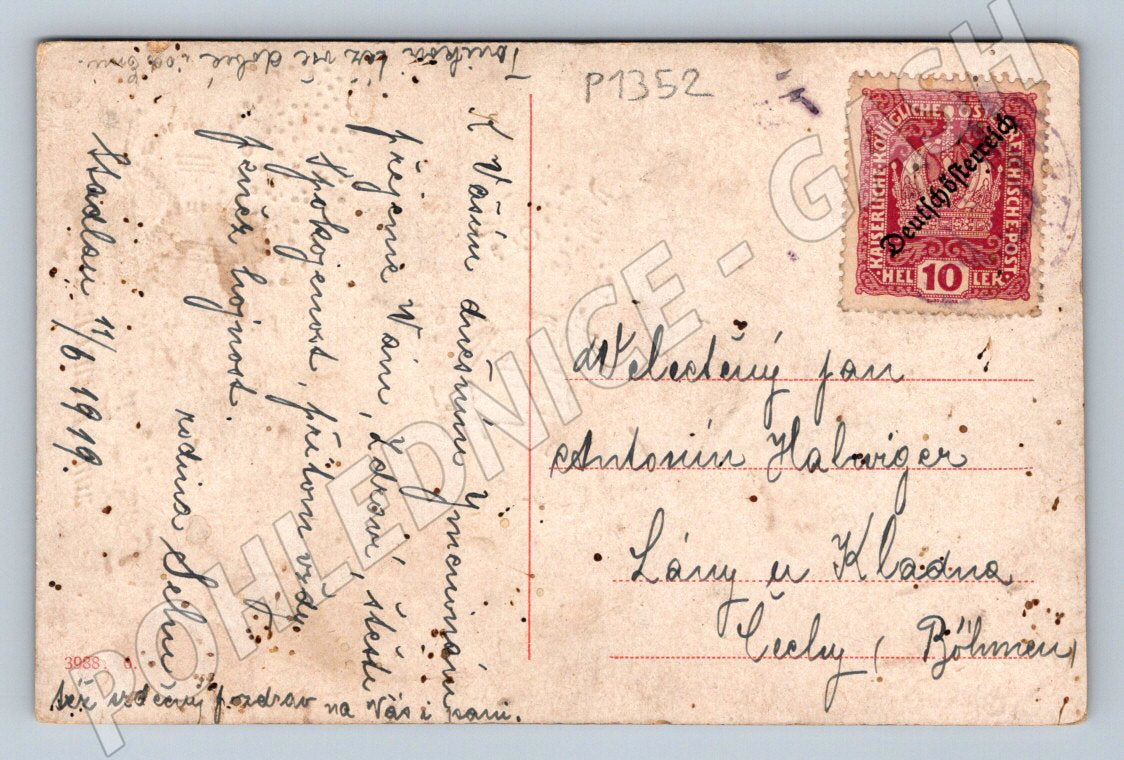 Pohlednice chlapec lidovy kroj svátek matek kolorovaná 1919 (P1352)