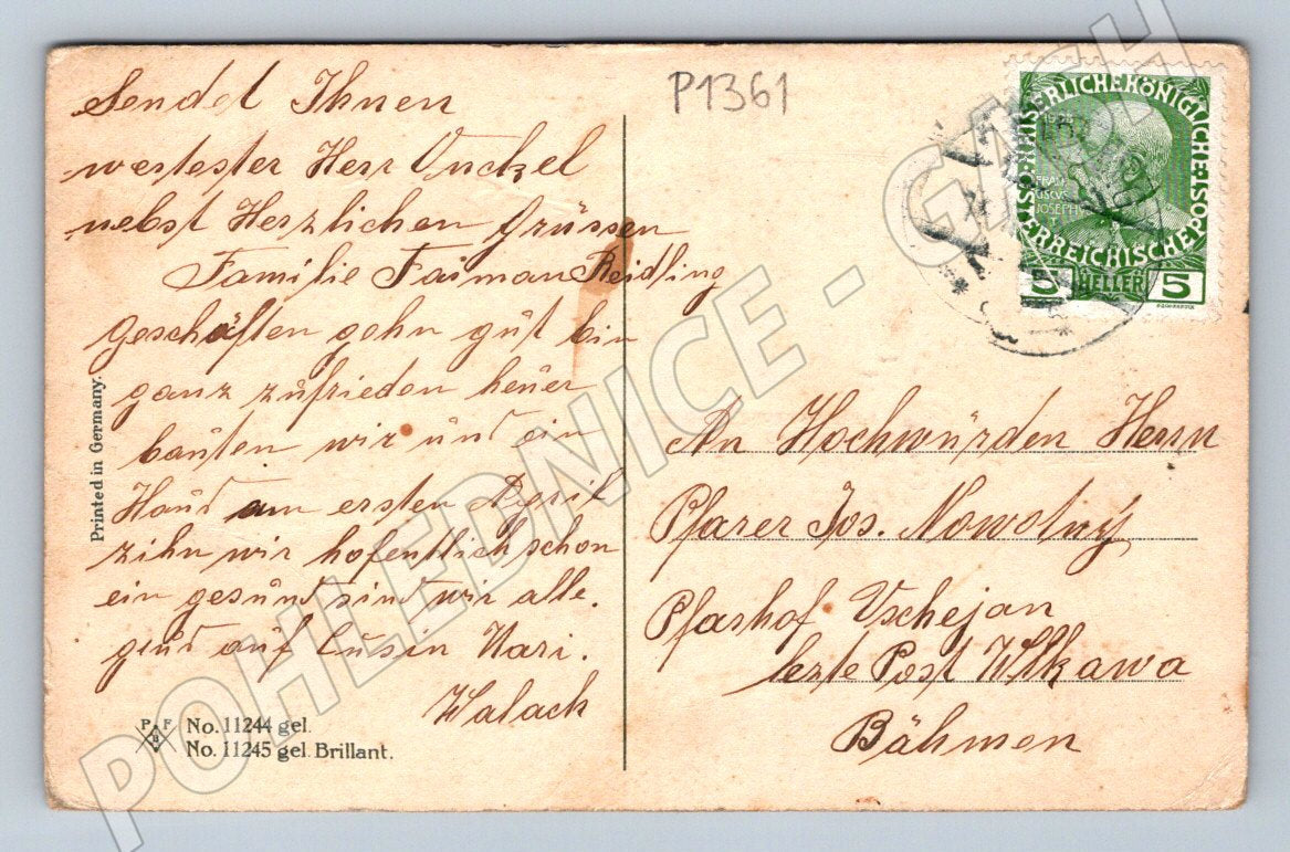 Pohlednice Srdečné přání k svátku secesní Rakousko Uhersko (P1361)