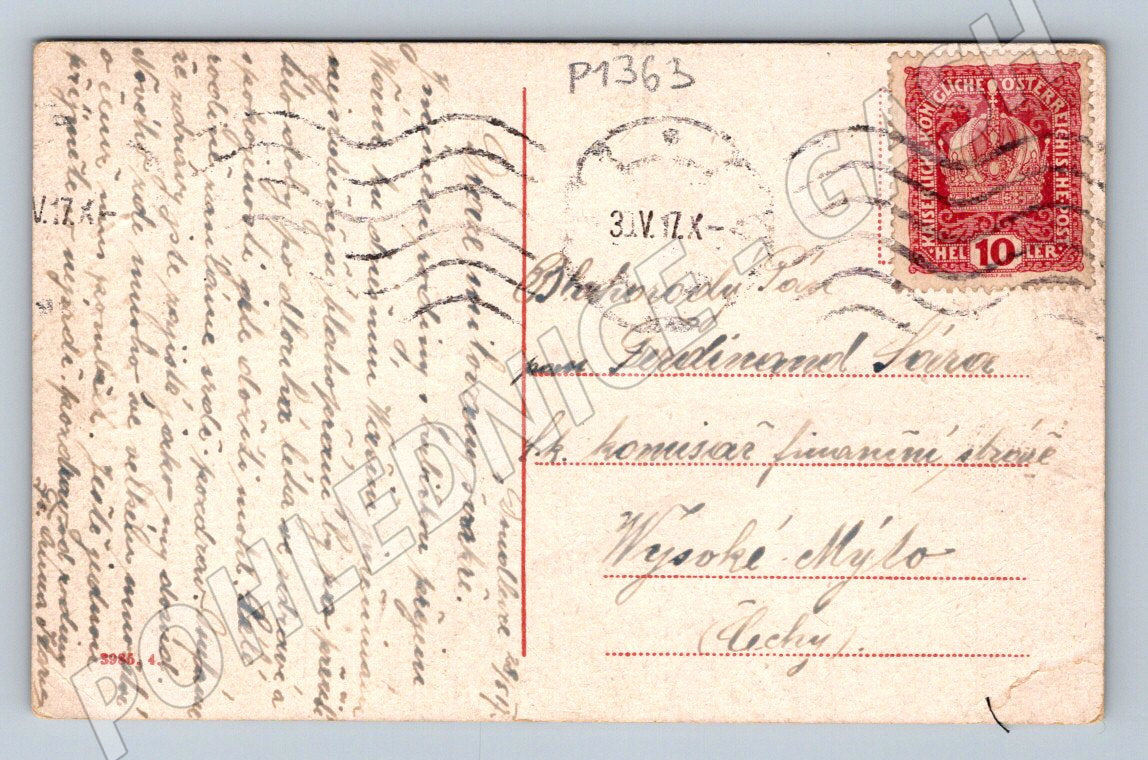 Pohlednice dítě v kroji Srdečné přání kolorovaná 1917 (P1363)