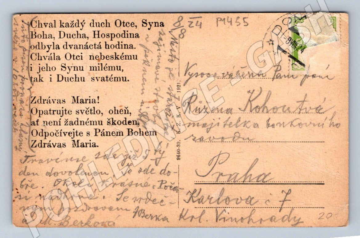 Pohlednice Domažlice noční náměstí (P1455)