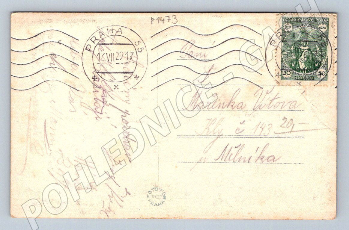 Pohlednice Hora Šárka kostel sv Matěje 1929 (P1473)