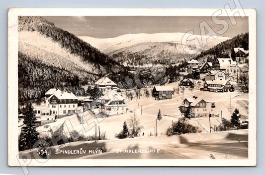 Pohlednice Špindlerův Mlýn zasněžený 1936 (P1504)