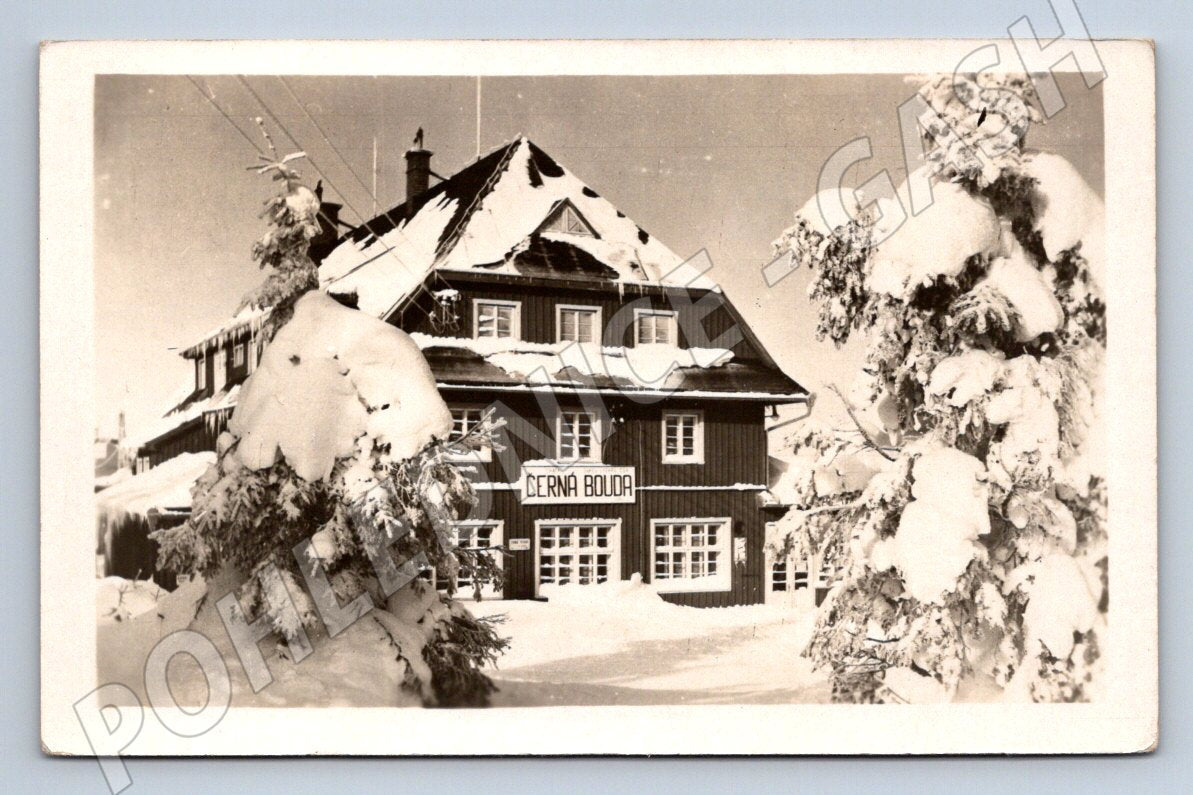 Pohlednice Krkonoše Černá bouda na Černé hoře zimní (P1511)