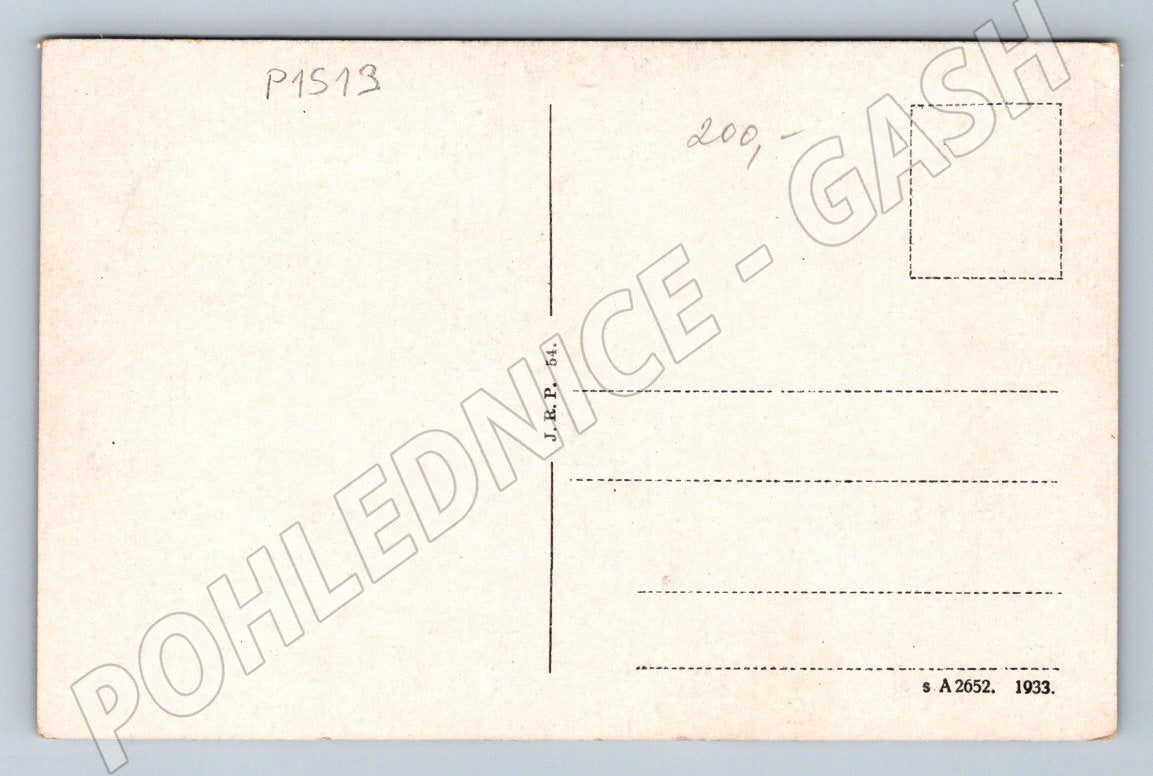 Pohlednice Krkonoše Labská bouda a vodopád 1933 (P1513)