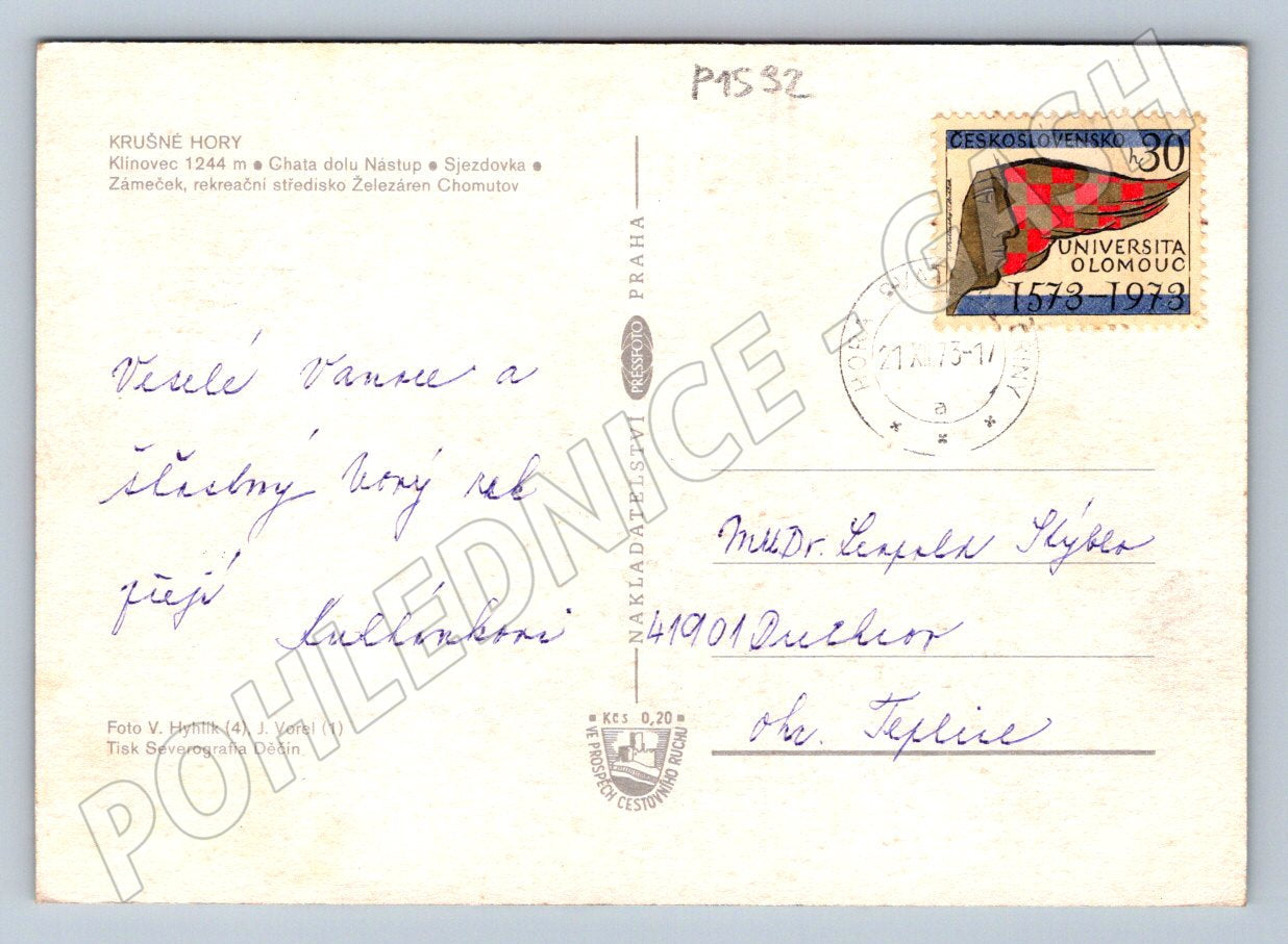 Pohlednice Krušné hory Klínovec zima lyžování (P1532)