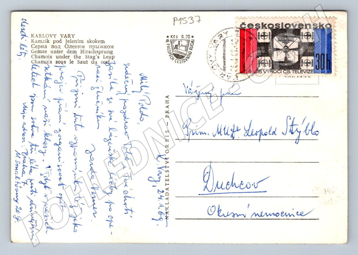 Pohlednice Karlovy Vary Kamzík pod Jelením skokem (P1537)