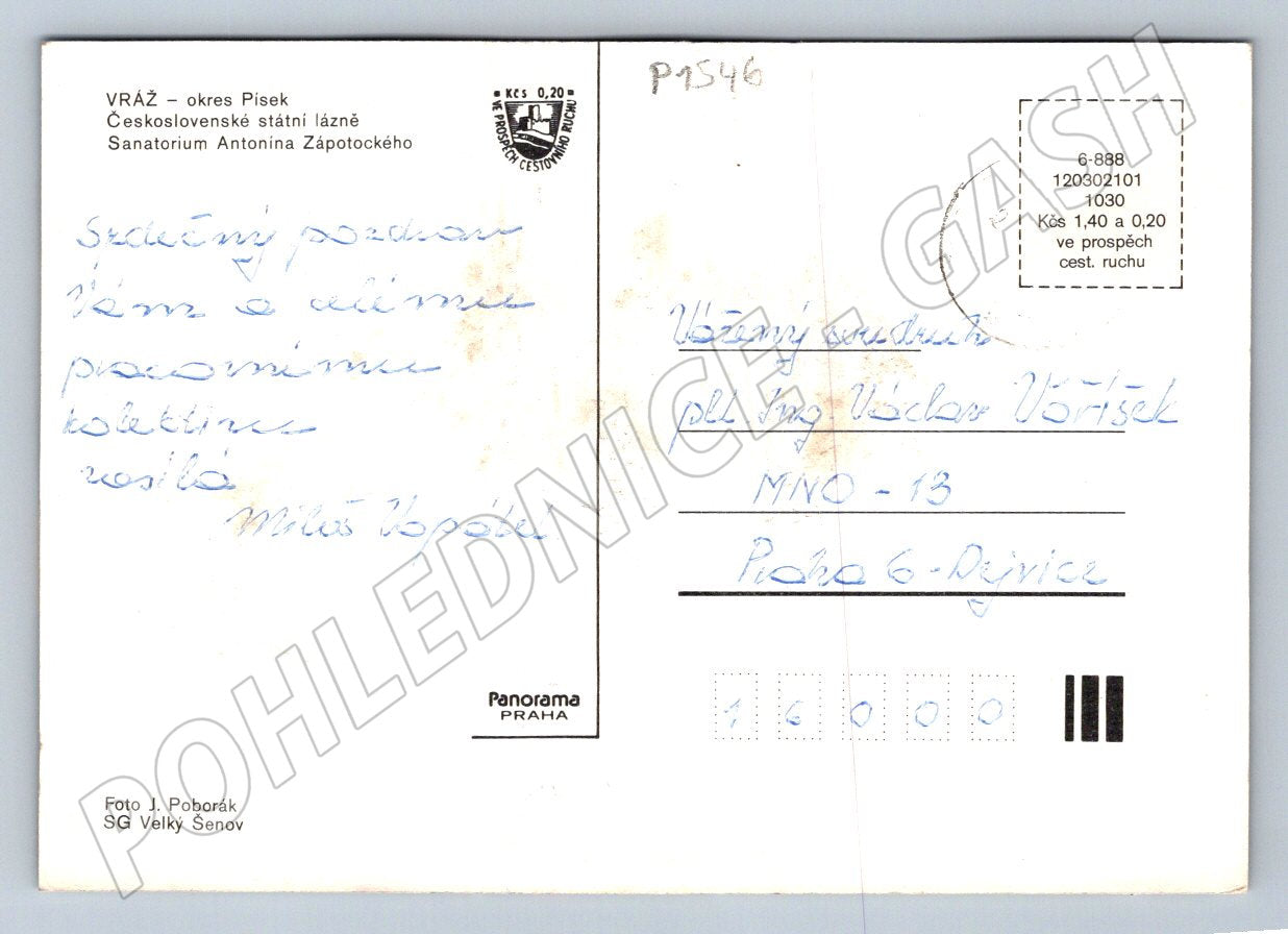 Pohlednice Vráž u Písku lázně Antonína Zápotockého (P1546)