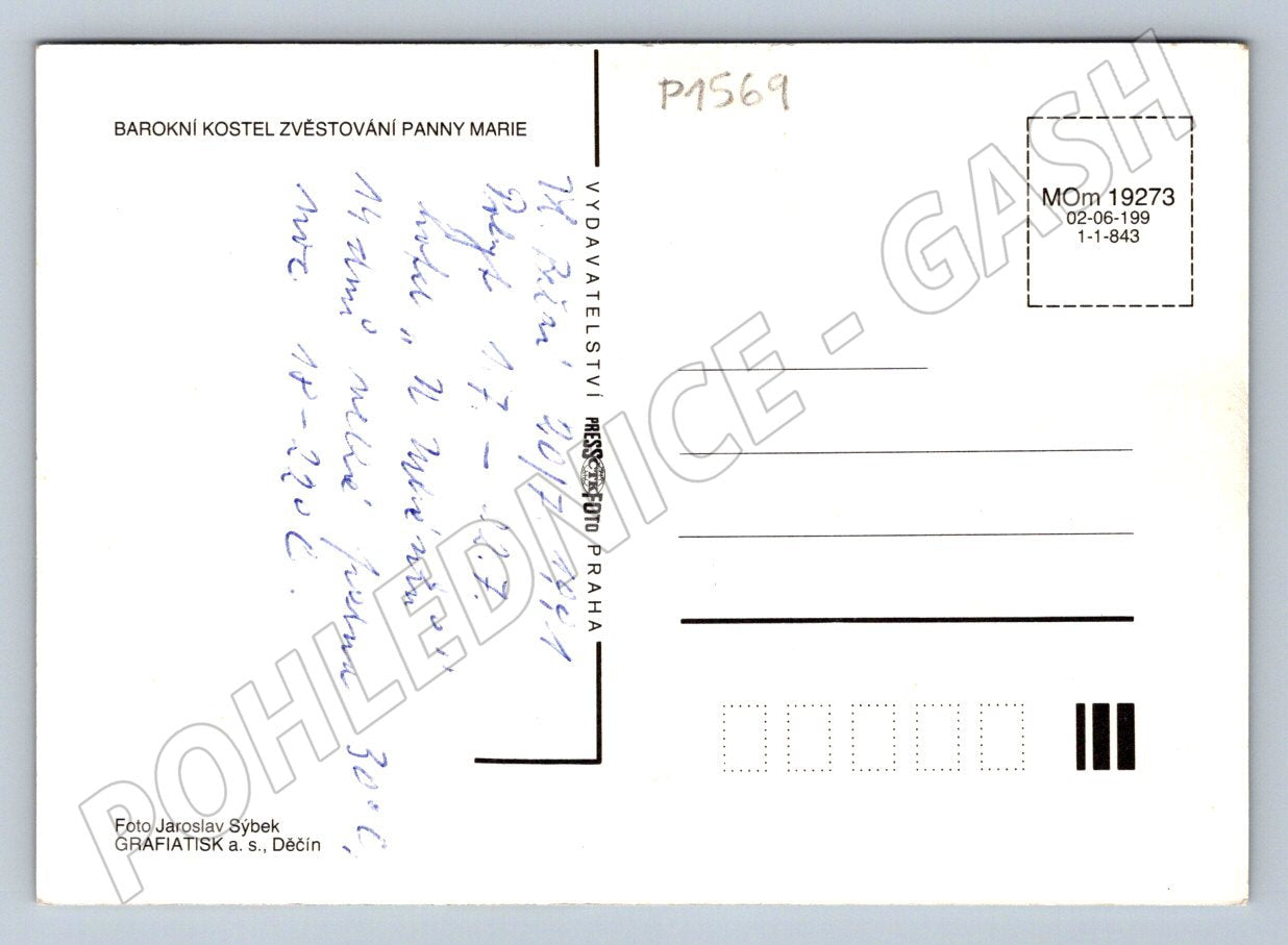 Pohlednice Vlachovo Březí barokní kostel Zvěstování Panny Marie(P1569)