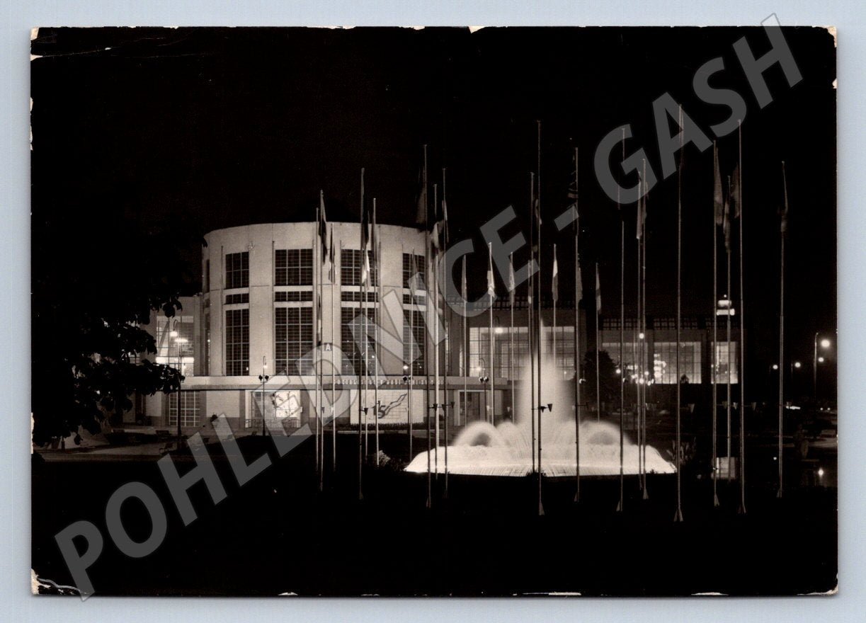 Pohlednice Brno Mezinárodní veletrh noční pohled 1961 (P1572)