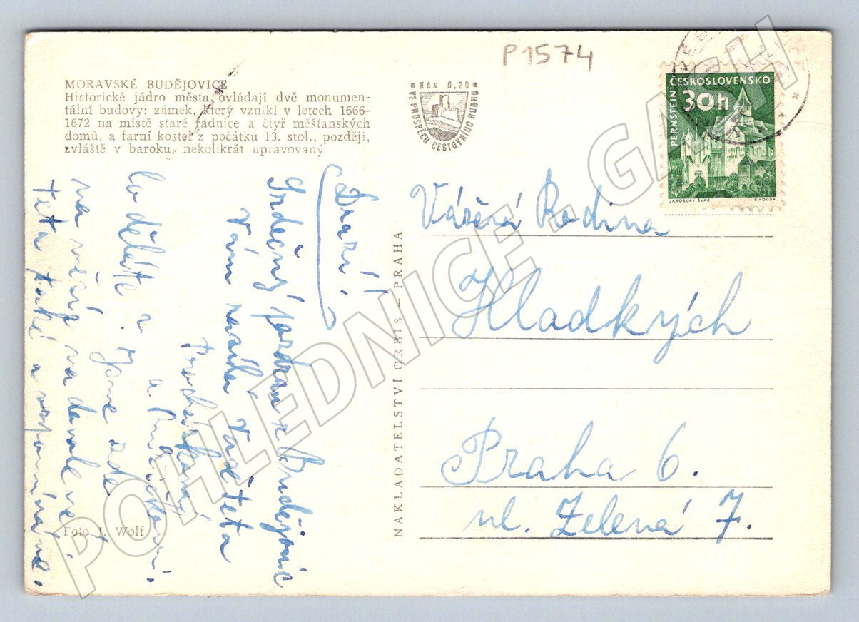 Pohlednice Moravské Budějovice zámek historické jádro ČB (P1574)