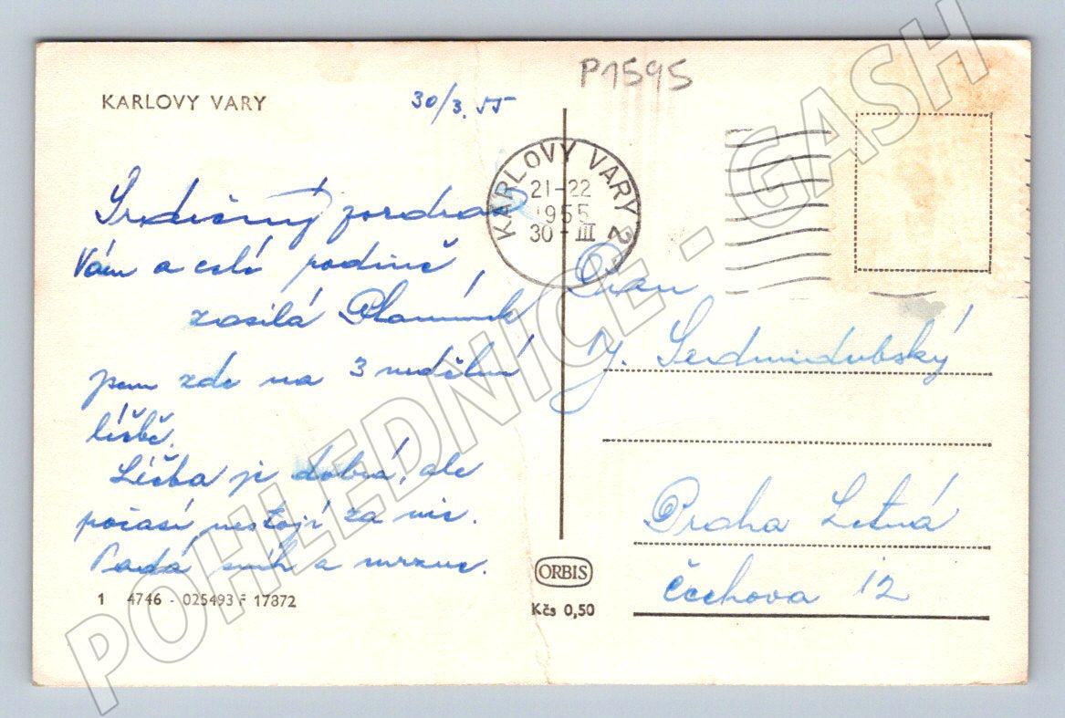 Pohlednice Karlovy Vary ČB 1955 (P1595)