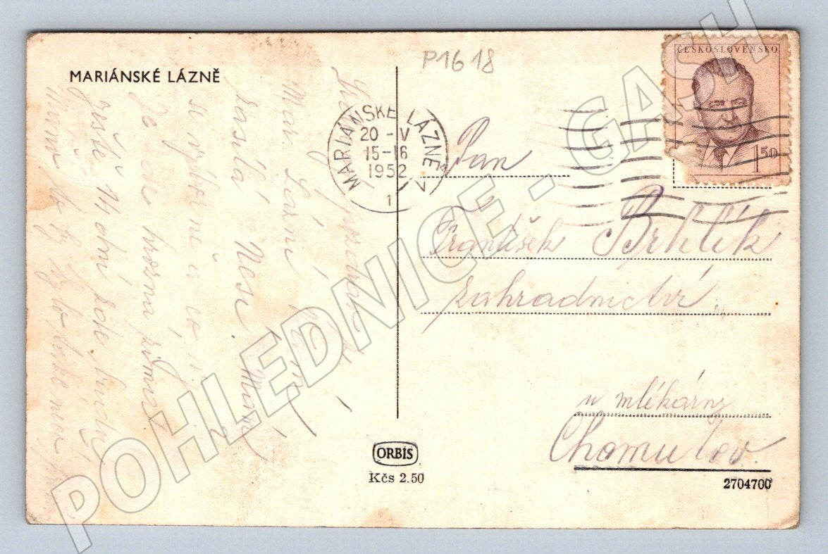 Pohlednice Mariánské Lázně PP 1952 (P1618)
