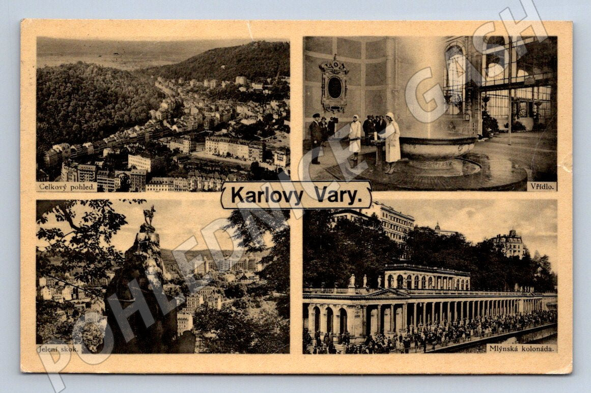 Pohlednice Karlovy Vary více záběrů 1933 (P1623)