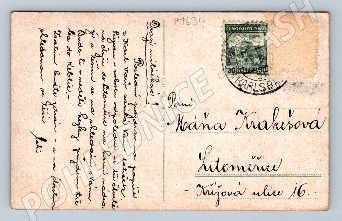 Pohlednice Karlovy Vary Skalní pramen a Křížová ulice (P1634)