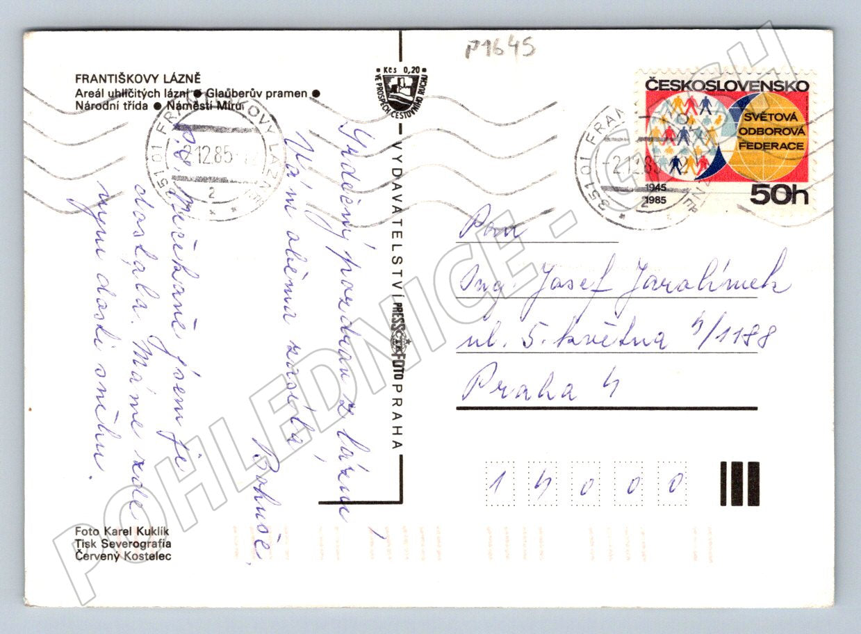 Pohlednice Františkovy Lázně více motivů zn 1985 (P1645)