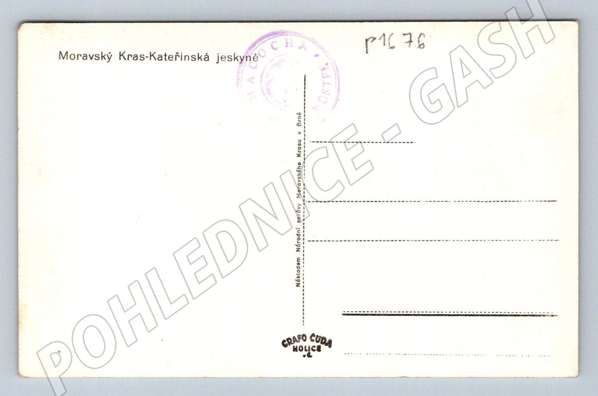 Pohlednice Moravský kras Kateřinská jeskyně ČB (P1676)