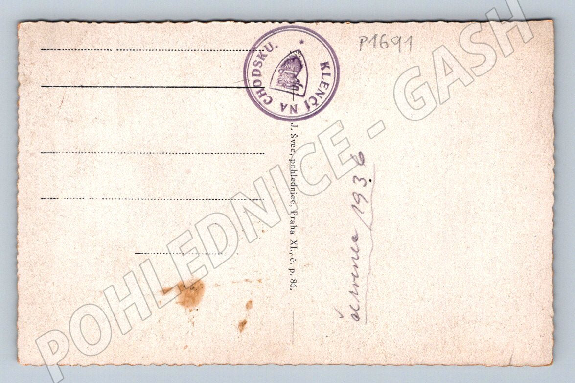 Pohlednice Klenčí hrob spisovatele J Š Baara 1936 (P1691)