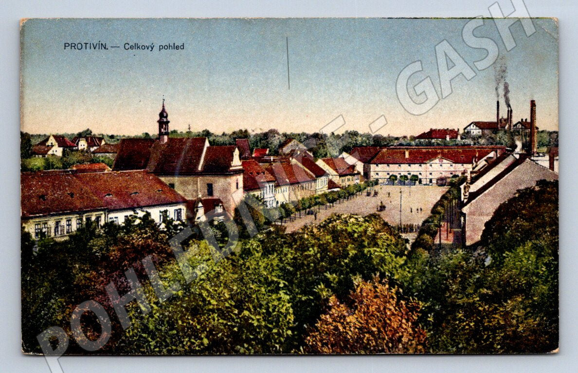 Pohlednice Protivín celkový pohled ČB (P1695)