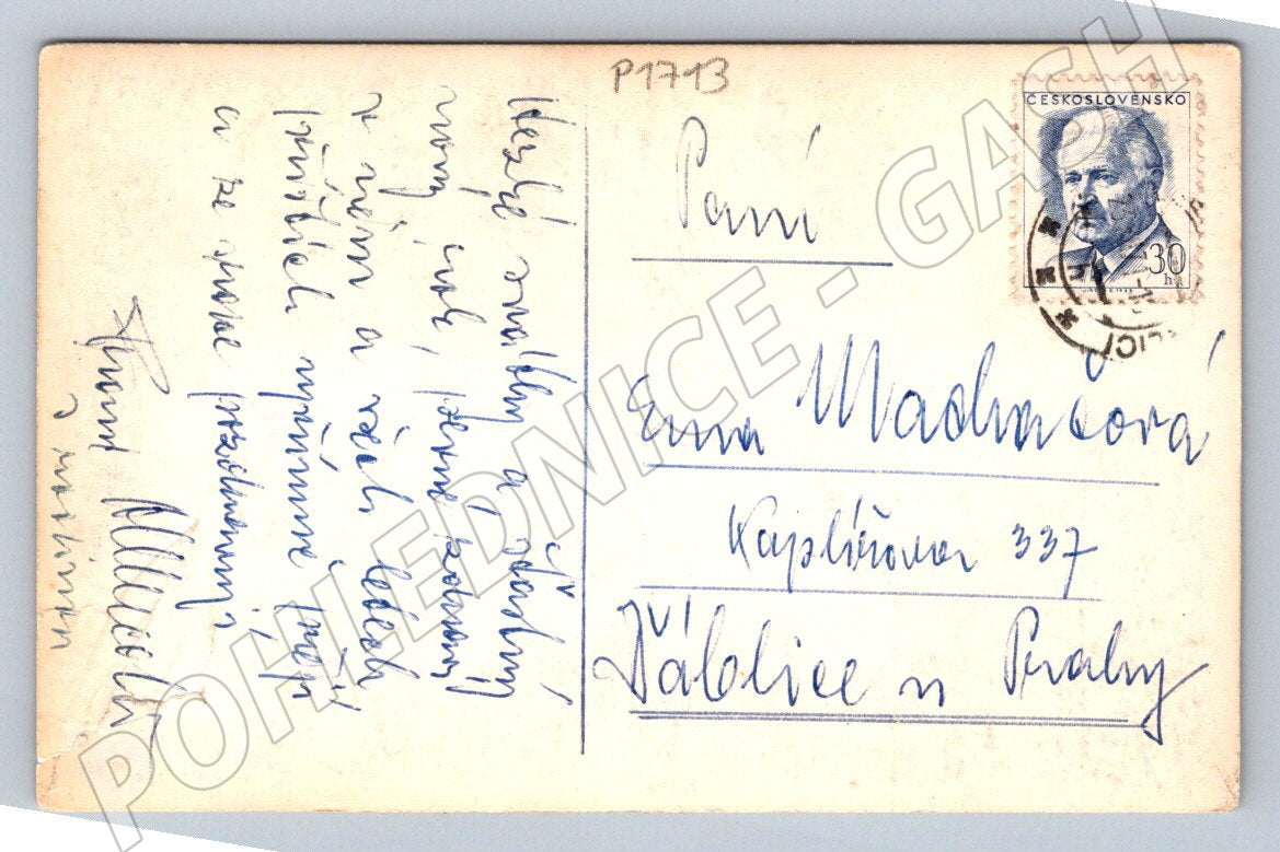 Pohlednice zimní krajina u řeky ČSR psaná (P1713)