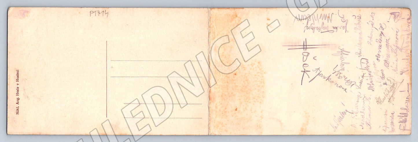 Postcard Husinec greeting panoramic (P1714)