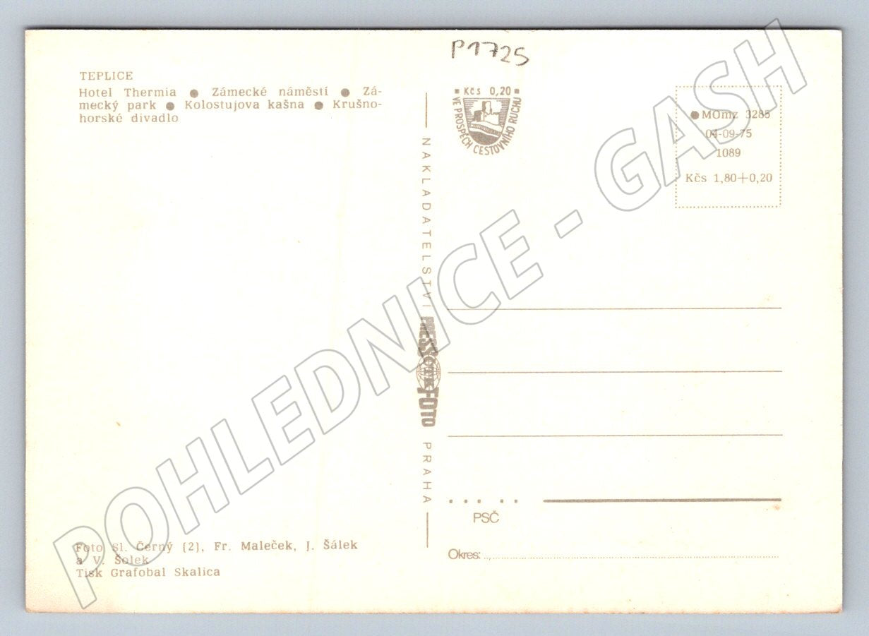 Pohlednice Teplice více záběrů Československo (P1725)