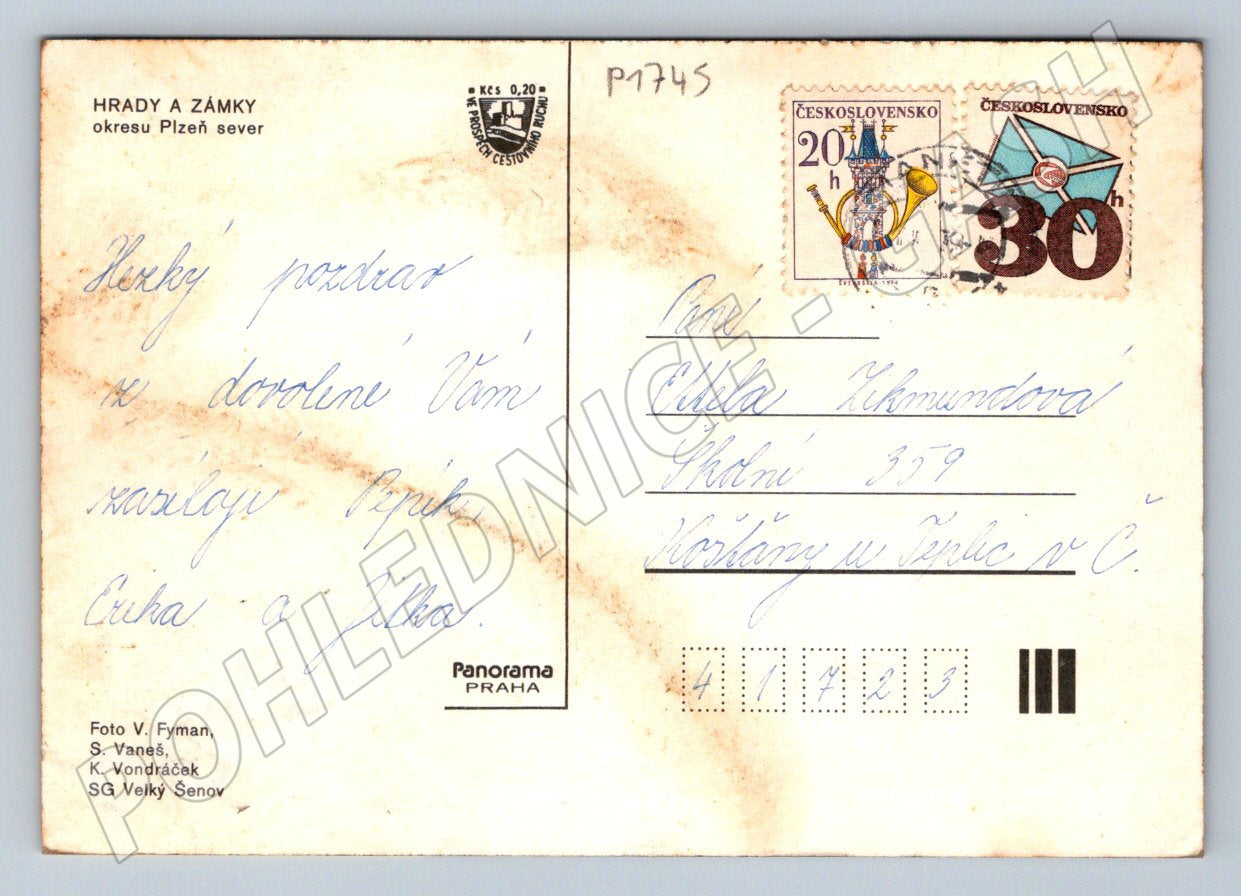 Pohlednice okres Plzeň sever hrady a zámky ČSSR (P1745)