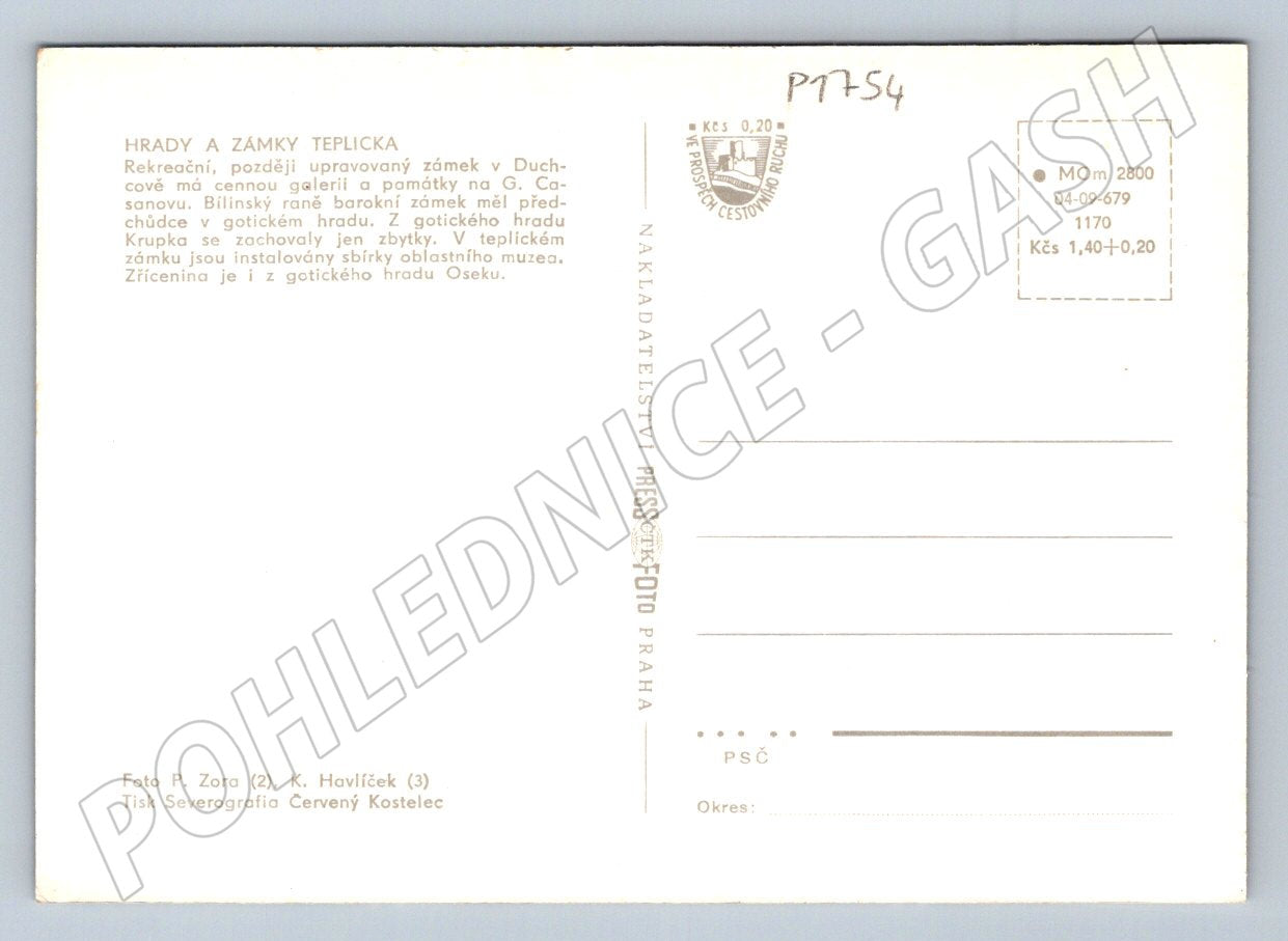Pohlednice Teplicko hrady a zámky Duchcov Krupka Teplice (P1754)