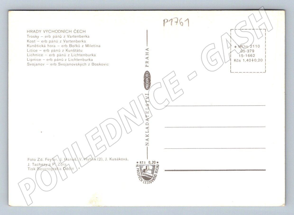 Pohlednice Východní Čechy hrady koláž erby (P1761)