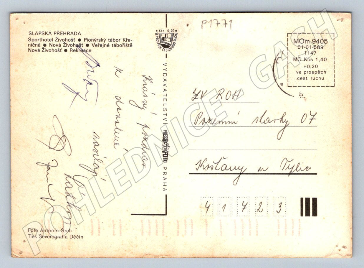 Pohlednice Slapská přehrada Pressfoto Praha (P1771)