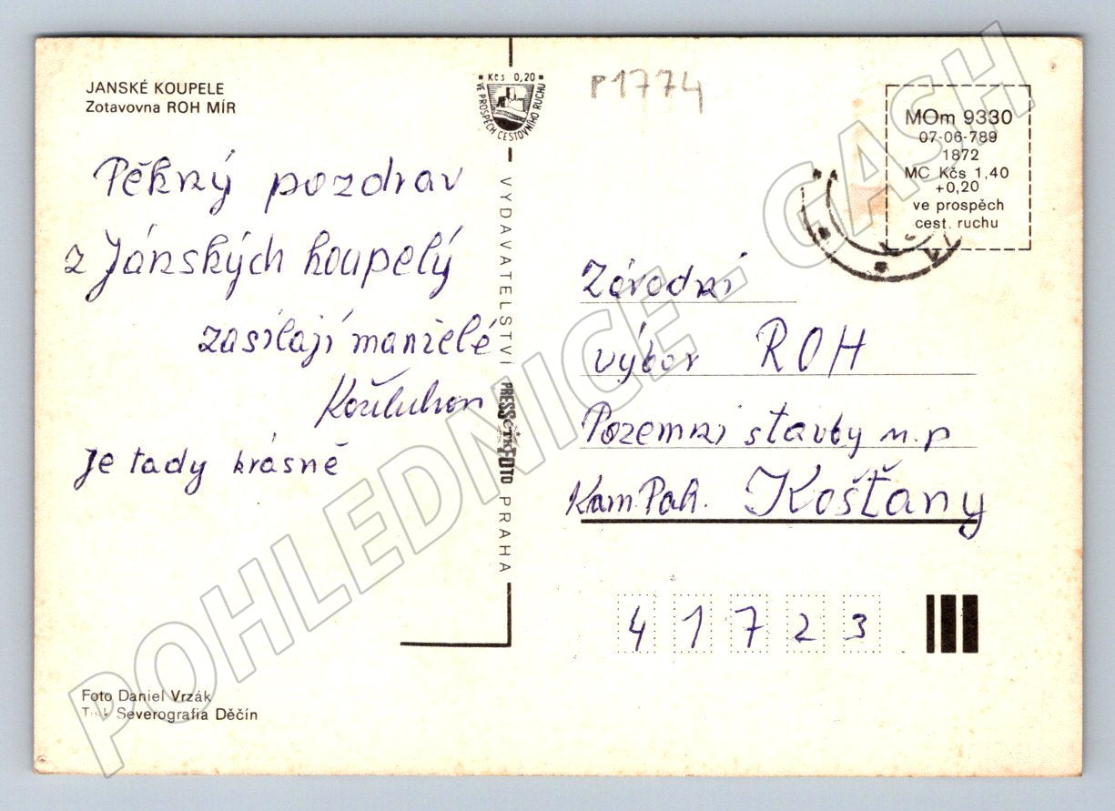 Postcard Janské Koupéle ROH Mír sanatorium (P1774)