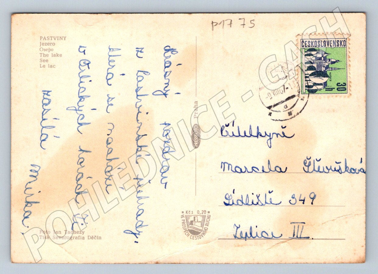 Pohlednice Pastviny Pastvinská přehrada 1975 PP (P1775)