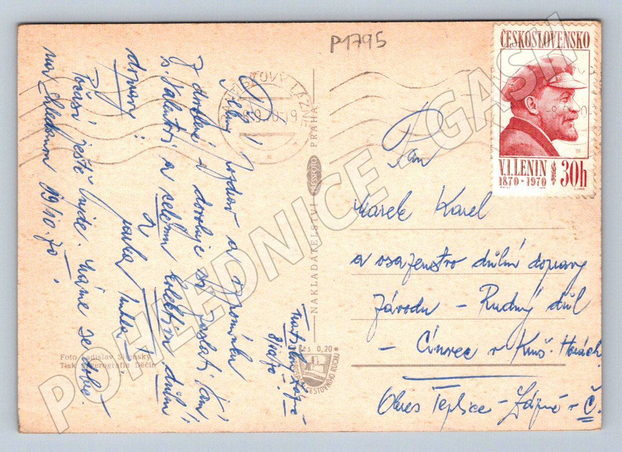 Pohlednice Františkovy Lázně Cheb mapa zn Lenin (P1795)