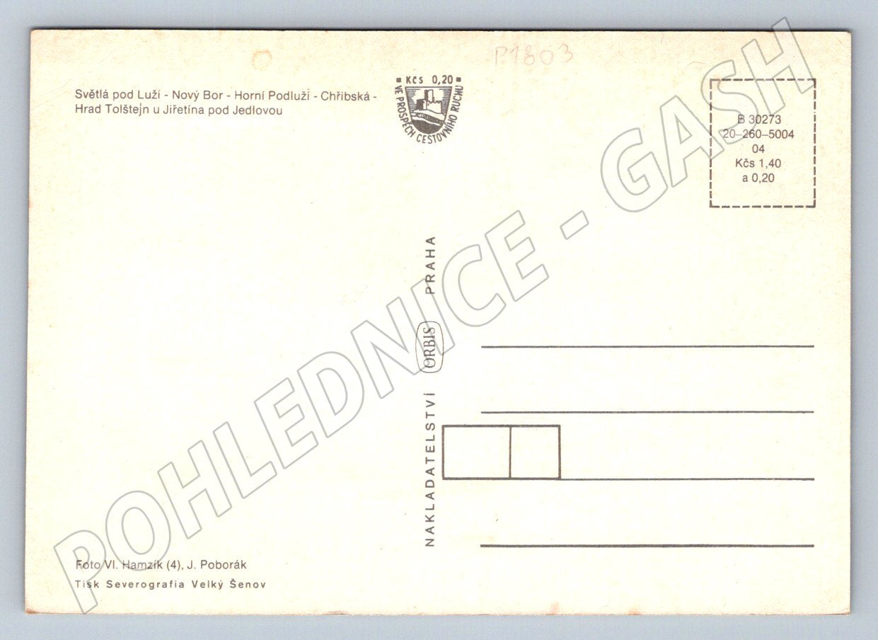 Postcard Lusatian Mountains collage map B&W (P1803)