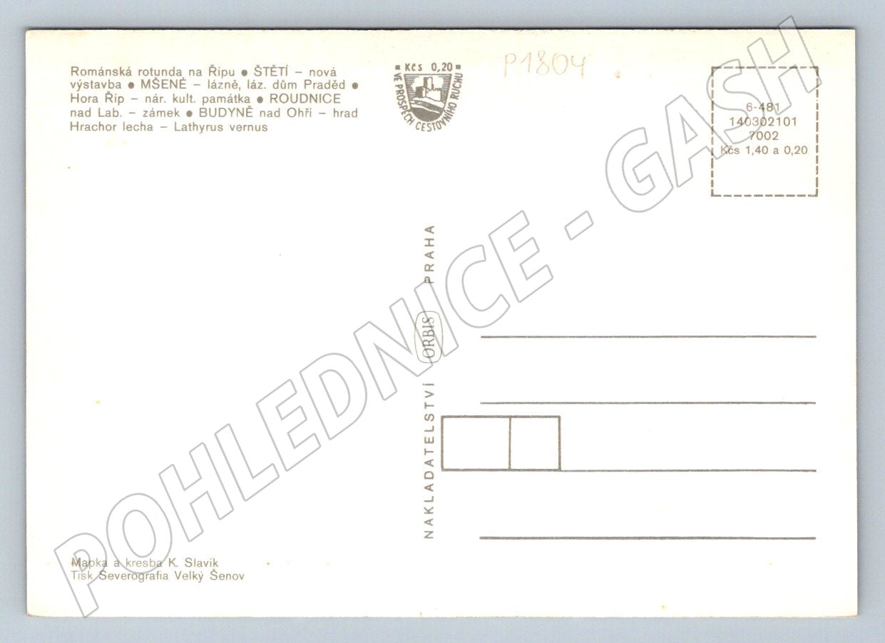 Postcard Podřipsko Říp Roudnice nad Labem monuments (P1804)