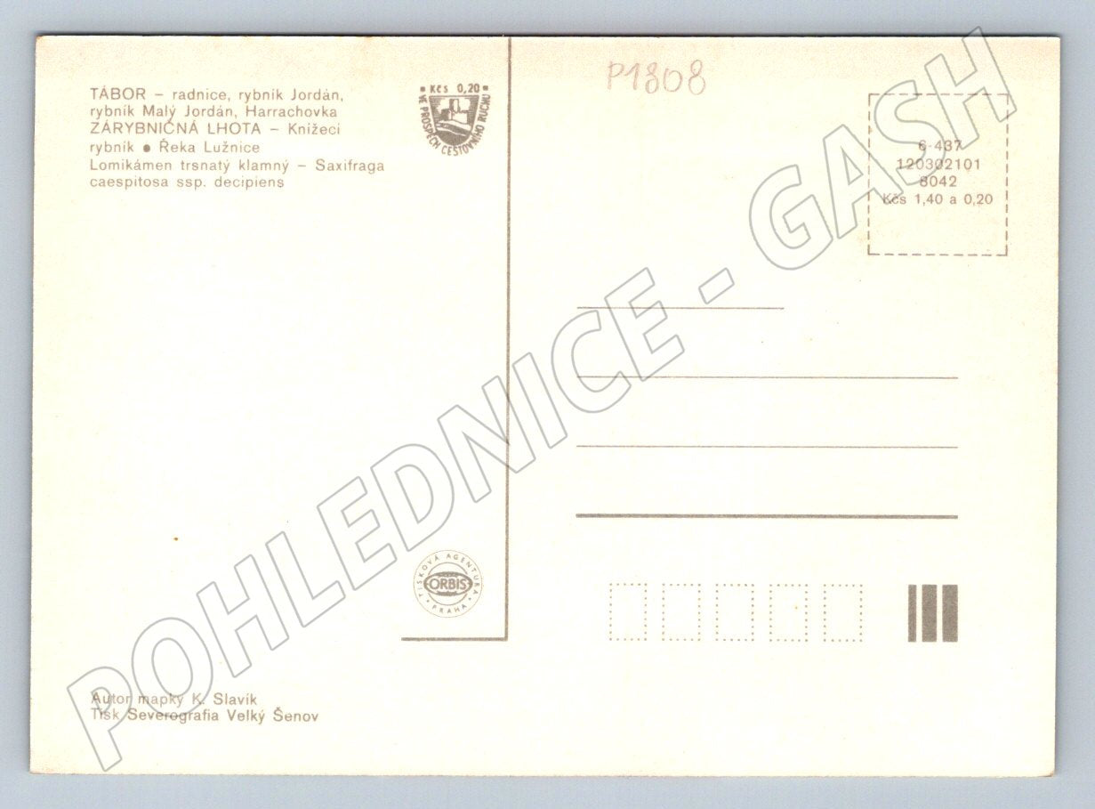 Postcard Tábor region greeting collage map monuments (P1808)