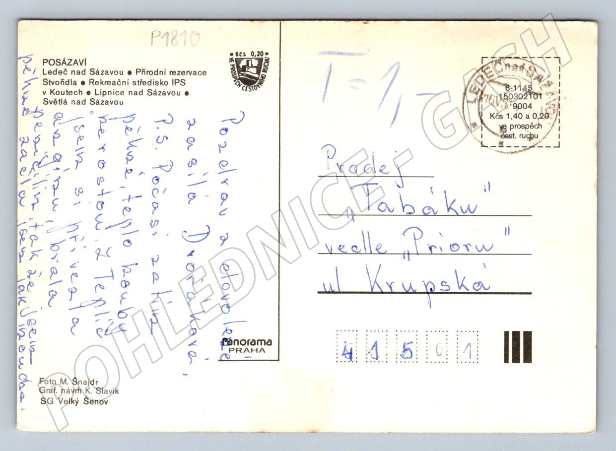 Pohlednice Posázaví koláž mapa 1976 PP (P1810)
