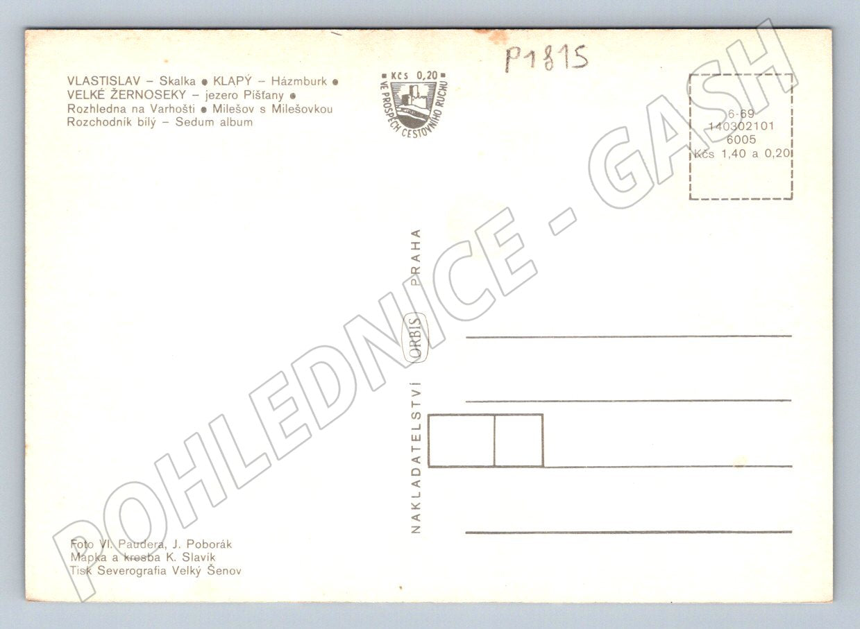 Postcard Bohemian Central Highlands collage map lookout tower castles (P1815)